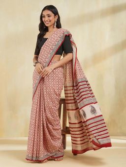 Fabindia - Red Cotton Printed Saree