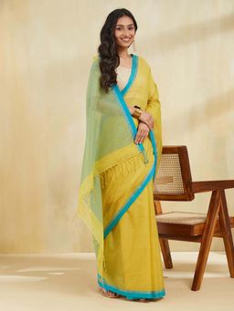Fabindia - Green Cotton Silk Woven Saree