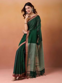 Fabindia - Green Cotton Woven Saree