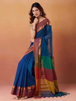 Fabindia - Blue Cotton Woven Saree