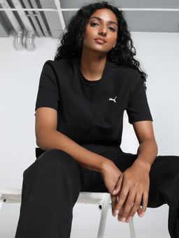 Puma - Wardrobe Essentials Ribbed Relaxed Fit Women's Black Tshirt
