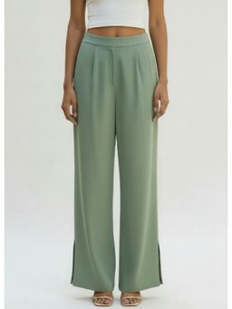CUSTARD - Green Cotton Solid Trouser