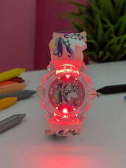 Stol'N - Unicorn Designed With Led Light Wrist Watch-Peach