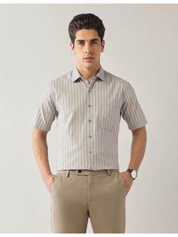 Arrow - Mens Brown Vertical Stripes Liberty Classic Fit Shirt