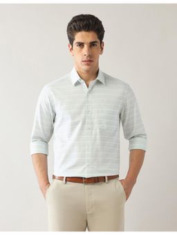 Arrow - Mens Green Horizontal Stripes Manhattan Slim Fit Shirt
