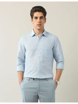 Arrow - Mens Blue Textured Manhattan Slim Fit Shirt