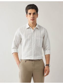 Arrow - Mens Brown Vertical Stripes Liberty Classic Fit Shirt