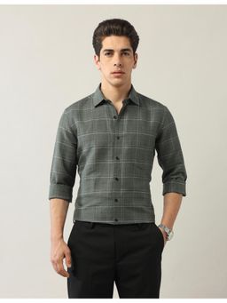 Arrow - Mens Green Grid Tattersall Checks Manhattan Slim Fit Shirt