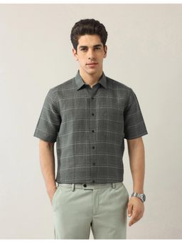 Arrow - Mens Green Grid Tattersall Checks Regular Shirt