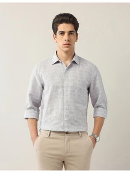 Arrow - Mens Purple Grid Tattersall Checks Liberty Classic Fit Shirt