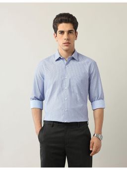 Arrow - Mens Blue Pure Cotton Micro Checks Shirt