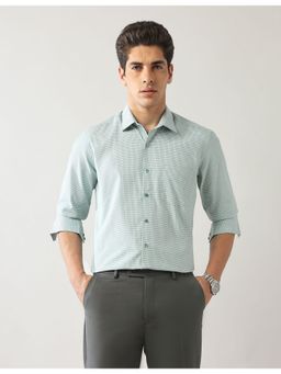 Arrow - Mens Green Micro Checks Manhattan Slim Fit Shirt