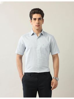 Arrow - Mens Blue Pure Cotton Geometric Printed Shirt