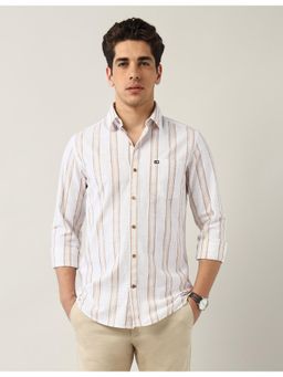 Arrow Sports - Mens White Vertical Stripes Slim Fit Shirt
