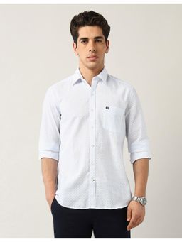 Arrow Sports - Mens White Geometric Printed Dobby Shirt