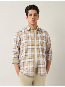Arrow Sports - Mens Yellow Pure Cotton Plaid Checks Shirt