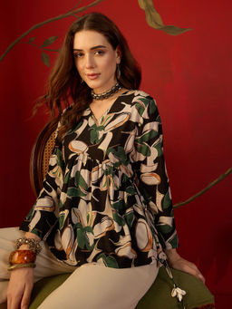 CLO - Green Printed Rayon top