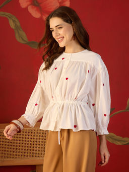 CLO - White Cotton embroidery top