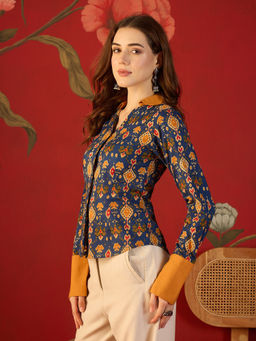 CLO - Blue Women’s Cotton printed Shirt