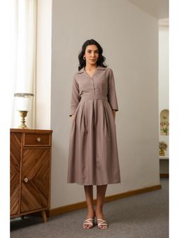 Jisora - Women's Mauve Solid Cotton Flex Dress