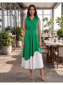 B'Infinite - Bottle Green Colorblock Dress