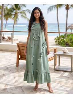 B'Infinite - Sage Green Applique Maxi Dress