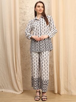 JAKANARY - Printed Shirt-Neck Co-Ord Set