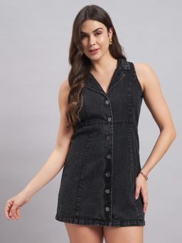 Label nyc apparel - Women Denim Front Button Collar Short Dress