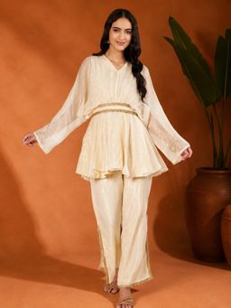 SILCHIC - Women Lurex Co-Ord Set With Lace Detail