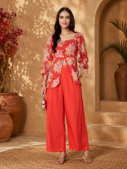 SILCHIC - Women Co-Ord Set With Balloon Sleeves And Tassel