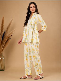 SILCHIC - Women Floral Printed Co-Ord Set Yellow