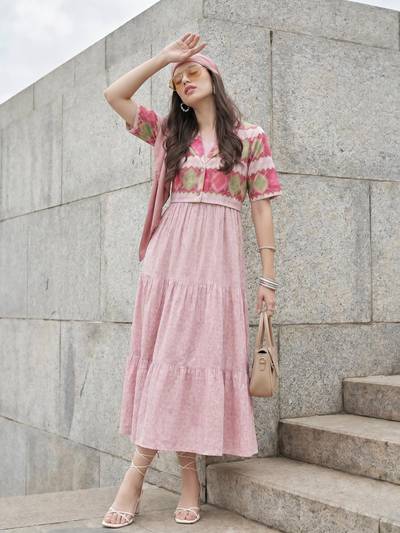 Pink Printed Cotton Dress