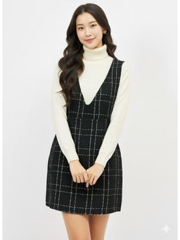 AAREIN - Black Checks Wool Dress