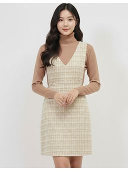 AAREIN - Beige Checks Wool Blend Dress