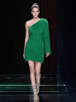 AAREIN - Green Self Design Wool Blend Dress
