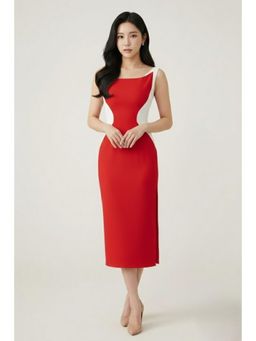 AAREIN - Red Colorblock Polyester Dress