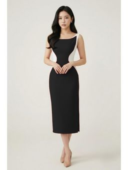 AAREIN - Black Colorblock Polyester Dress
