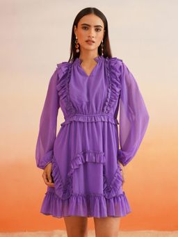 Beatnik - Purple Solid Chiffon Dress
