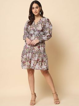 Beatnik - Peach Printed Georgette Dress