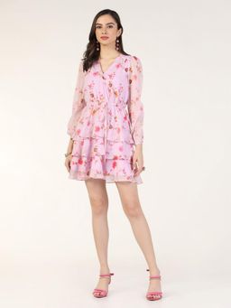 Beatnik - Pink Printed Chiffon Dress