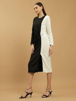 Beatnik - Black Colorblock Crepe Dress