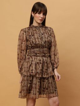 Beatnik - Brown Printed Georgette Dress