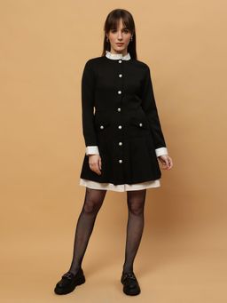 Beatnik - Black Solid Polyester Dress