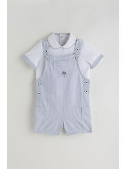 One Friday - Kids Boys Aqua Color Half Sleeve Jumpsuit with T-shirt (Set of 2)