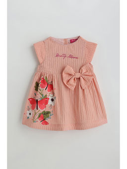 One Friday - Kids Girls Peach Fit And Flare Dress