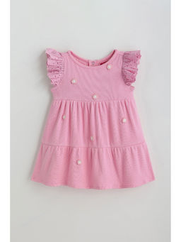 One Friday - Kids Girls Pink Fit And Flare Frill Dress