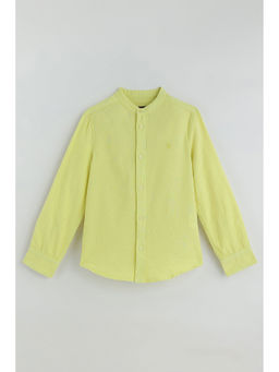 One Friday - Boys Lime Green Full Sleeve Solid Shirt