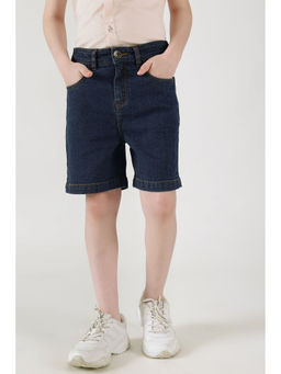 One Friday - Boys Navy Blue Regular Fit Denim Shorts