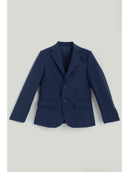 One Friday - Boys Navy Blue Regular Fit Blazer & Pant (Set of 2)