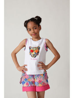 One Friday - Girls White Regular Fit Sleeveless Top